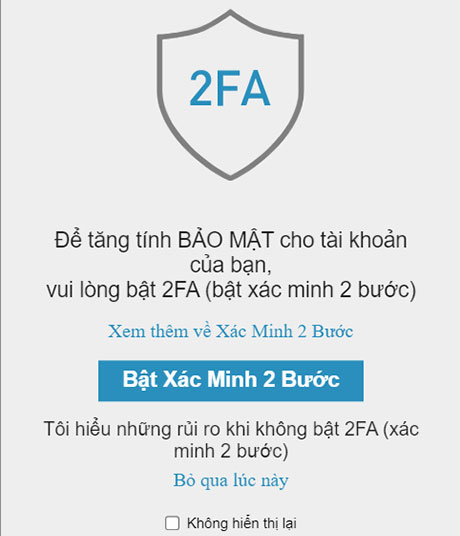 xác minh 2fa w88